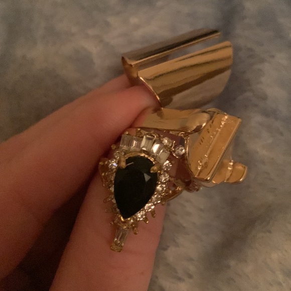 Gorgeous Stackable Knuckle Ring Set Black Jewel & Bling Rings Gold boutique NEW - Picture 16 of 17
